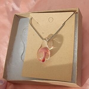 N22 Light Peach - Handblown Glass Mushroom Necklace